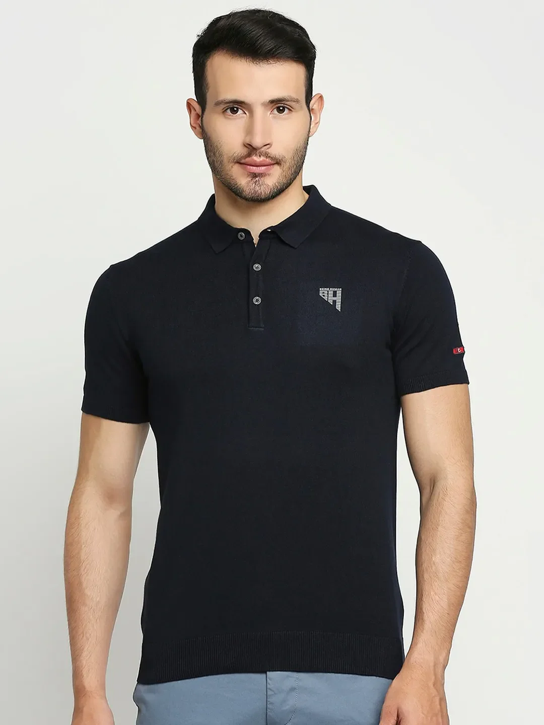 Navy Regular Fit Men's Polo T-Shirt by Being Human Clothing