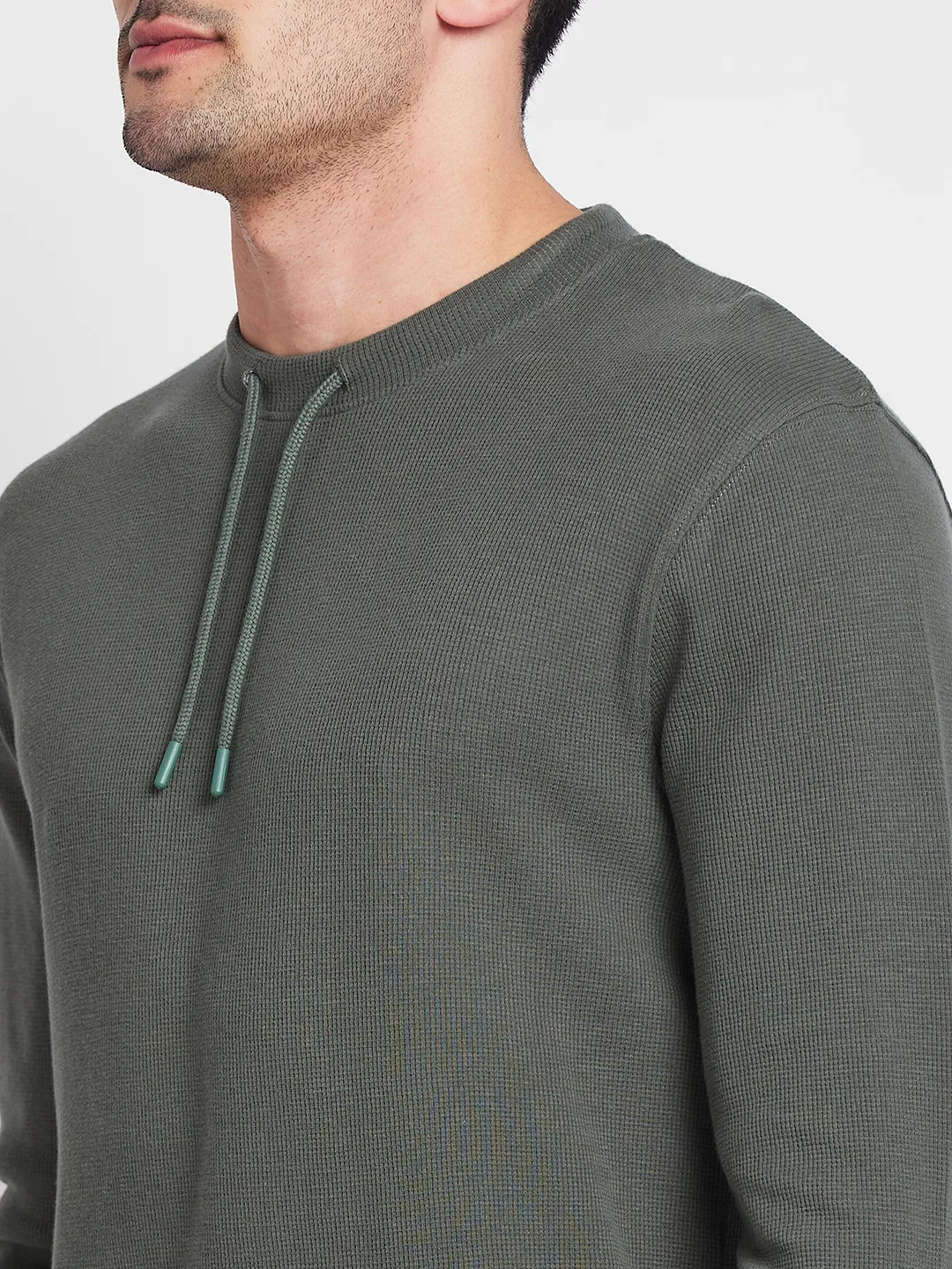 Green Regular Fit Men's Long Sleeves T-Shirt by Being Human Clothing - Image 2