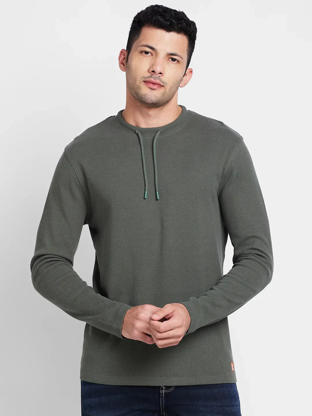 Green Regular Fit Men's Long Sleeves T-Shirt by Being Human Clothing - Image 6