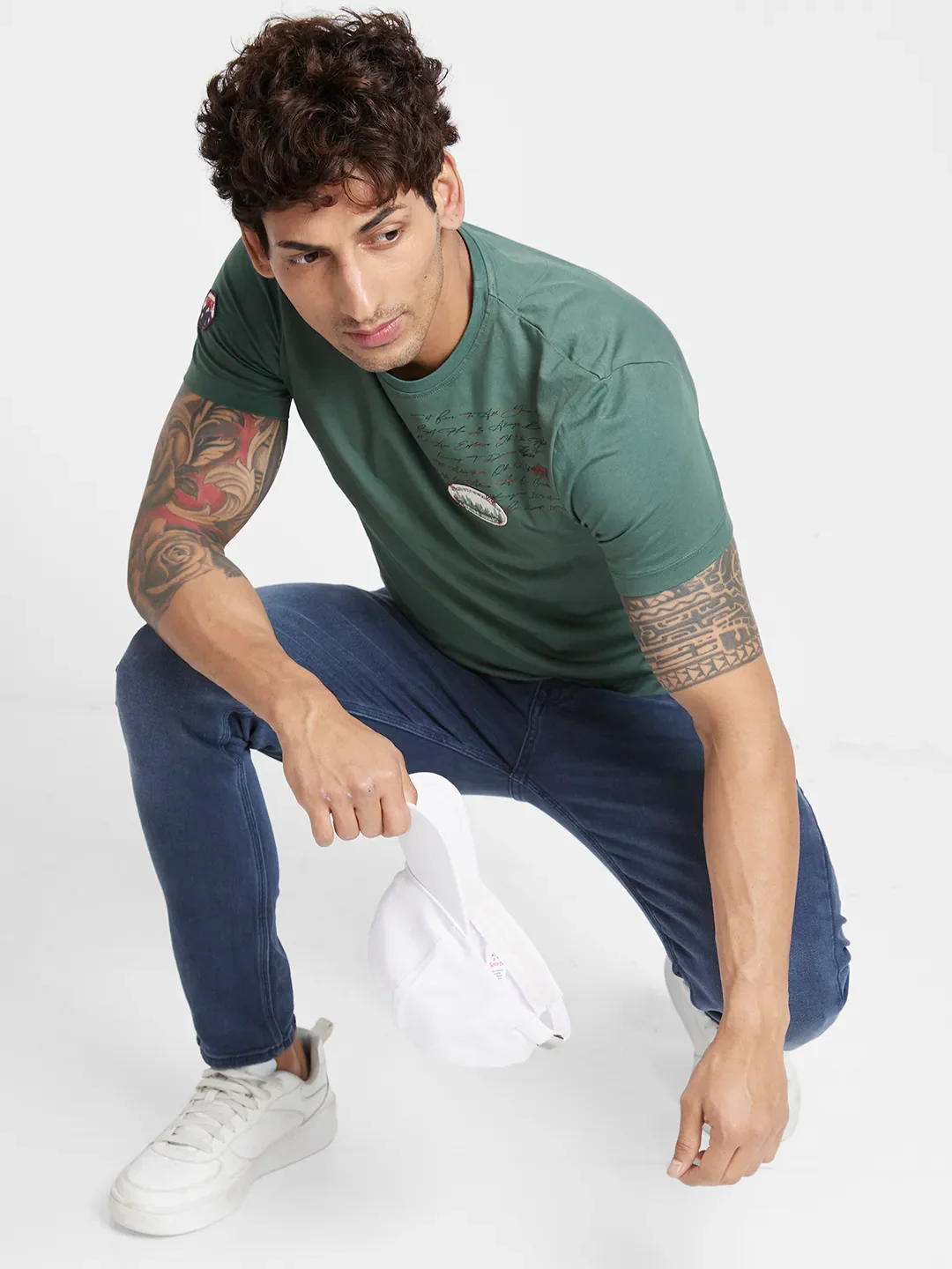 Green Regular Fit Men's Short Sleeves T-Shirt by Being Human Clothing - Image 6