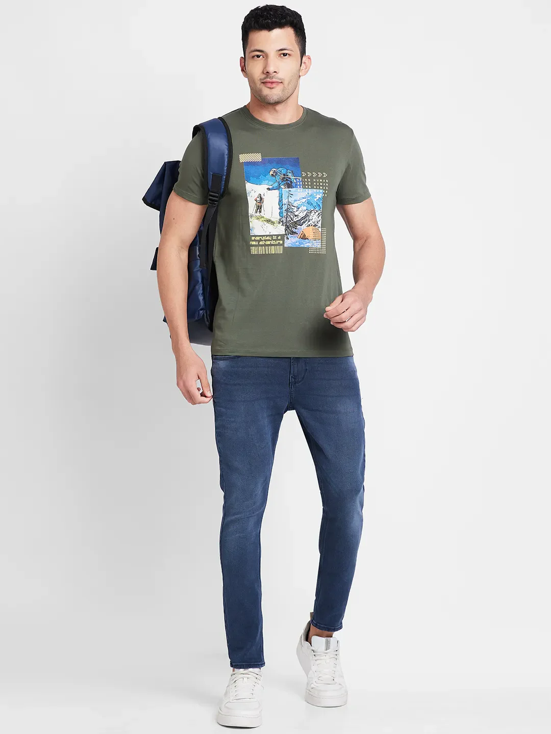 Forest Green Regular Fit Round Neck Men's T-Shirt by Being Human Clothing - Image 6