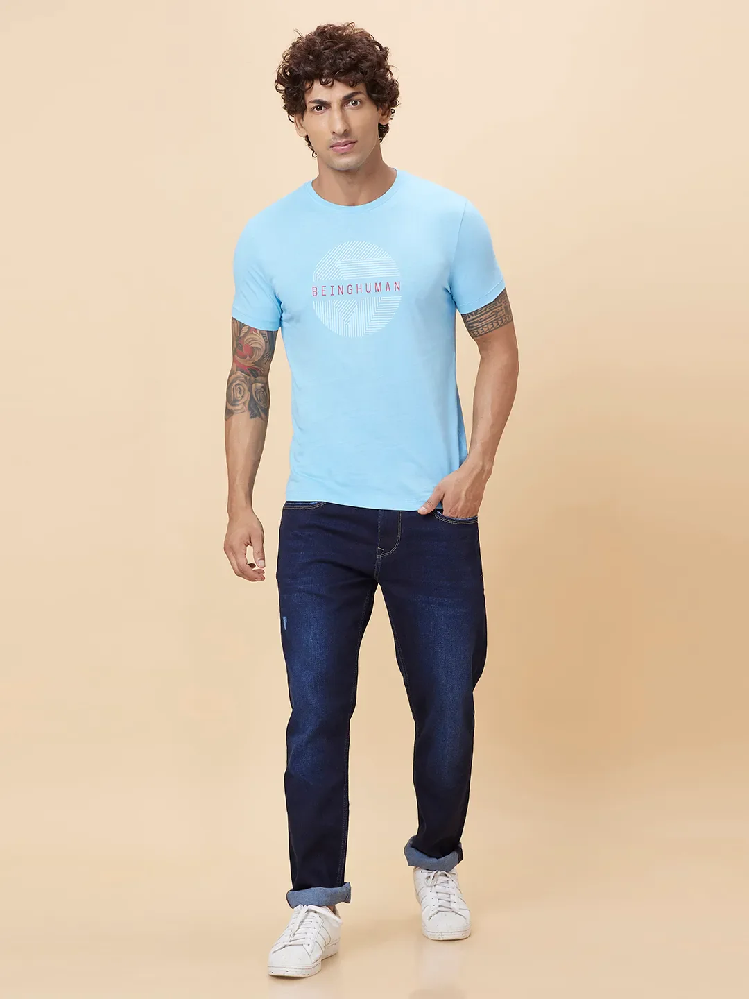 Green Regular Fit Men's Short Sleeves T-Shirt by Being Human Clothing - Image 2
