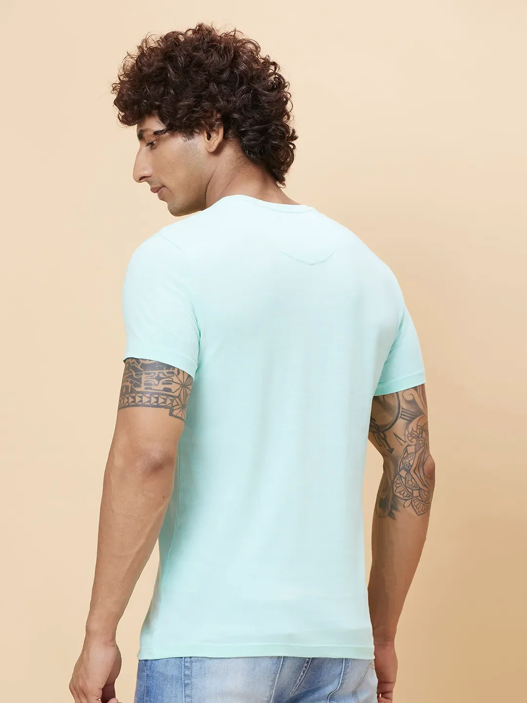 Green Regular Fit Men's Short Sleeves T-Shirt by Being Human Clothing - Image 3