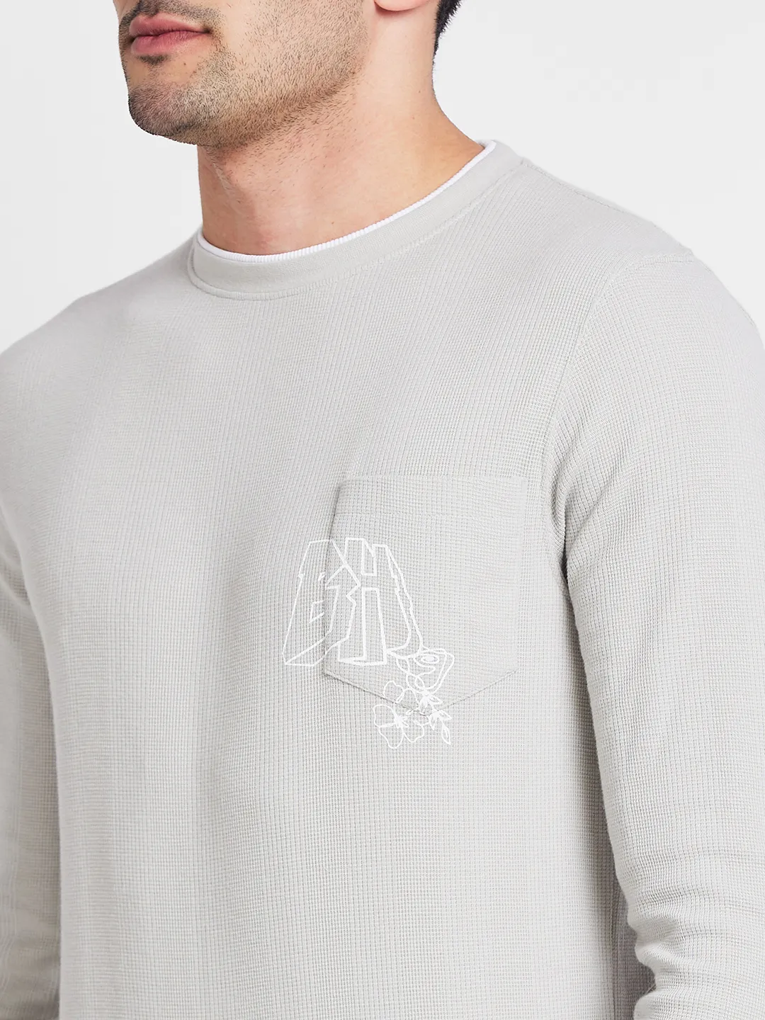 Grey Regular Fit Men's Long Sleeves T-Shirt by Being Human Clothing - Image 5