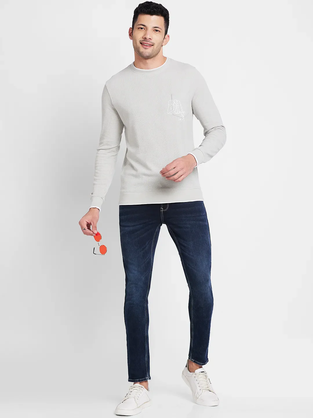 Grey Regular Fit Men's Long Sleeves T-Shirt by Being Human Clothing - Image 6