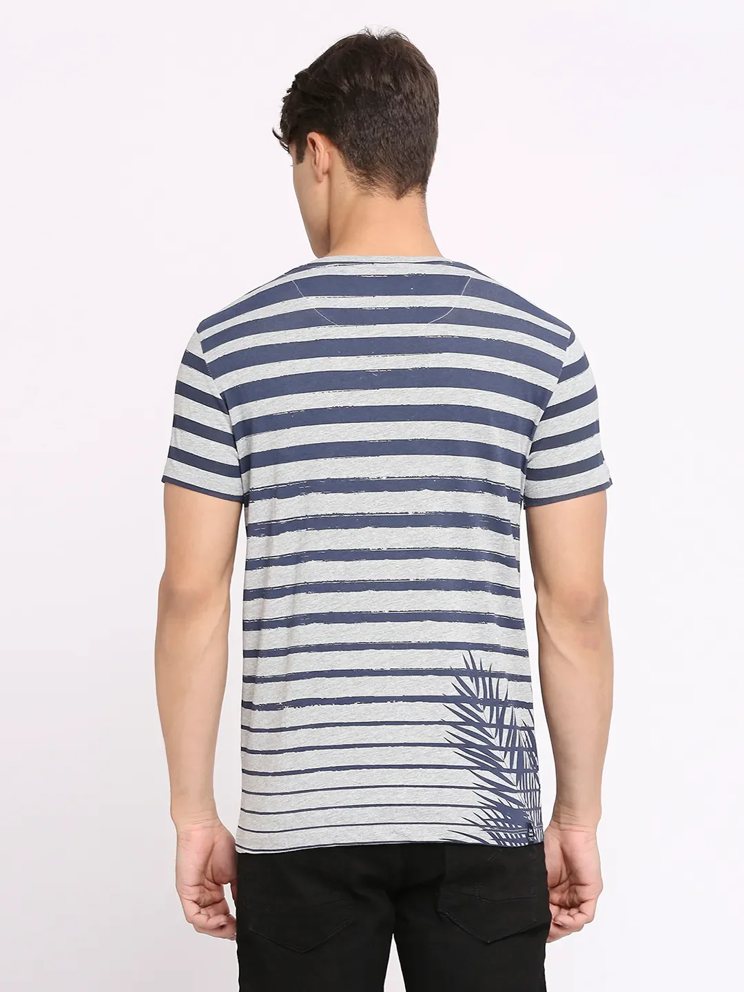 Grey Melange Regular Fit Round Neck Men's T-Shirt by Being Human Clothing - Image 4
