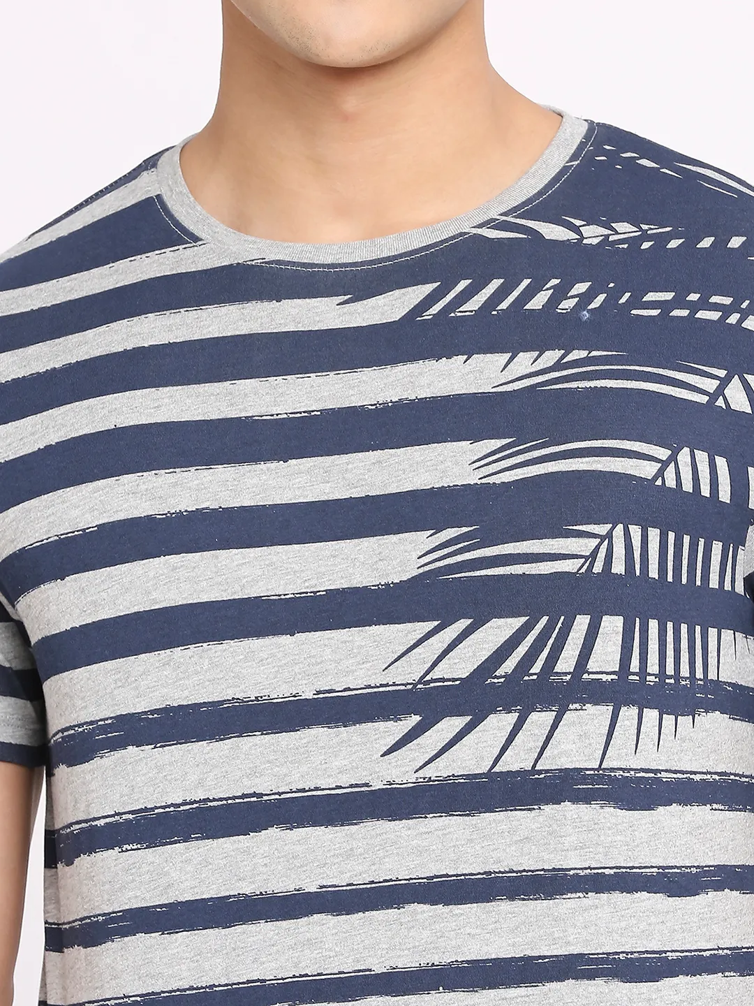 Grey Melange Regular Fit Round Neck Men's T-Shirt by Being Human Clothing - Image 5