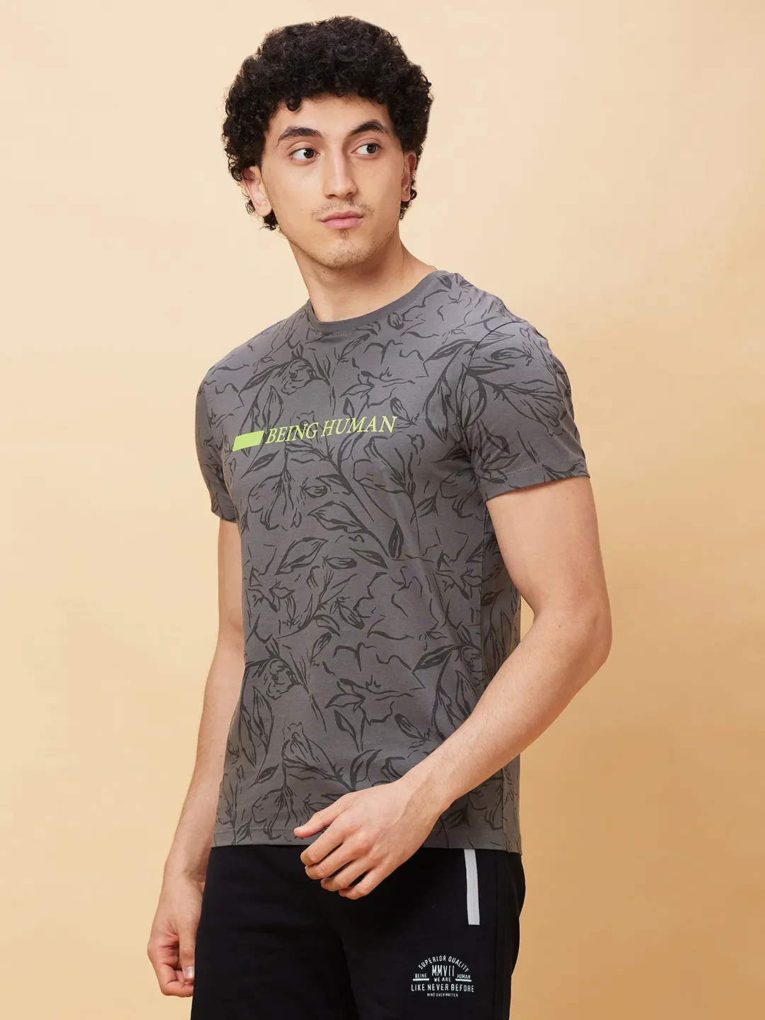 Grey Regular Fit Men's Short Sleeves T-Shirt by Being Human Clothing - Image 4