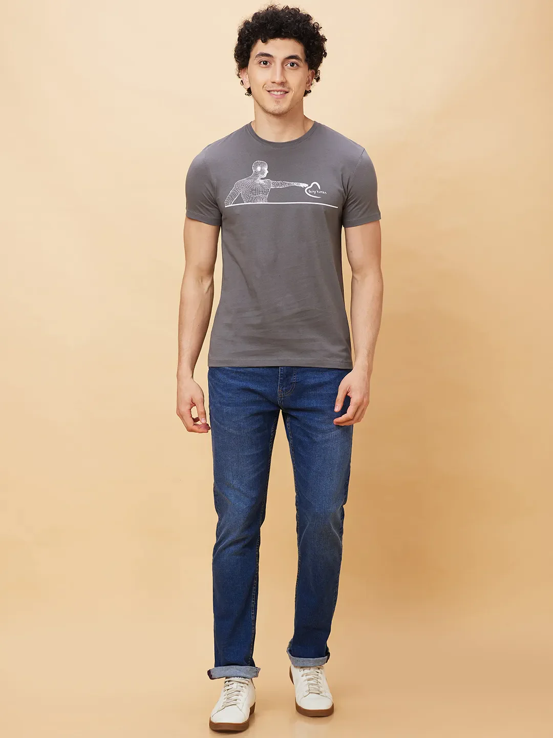 Grey Regular Fit Men's Short Sleeves T-Shirt by Being Human Clothing - Image 2