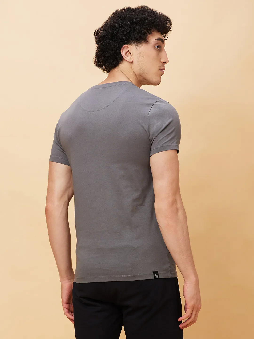 Grey Regular Fit Men's Short Sleeves T-Shirt by Being Human Clothing - Image 3
