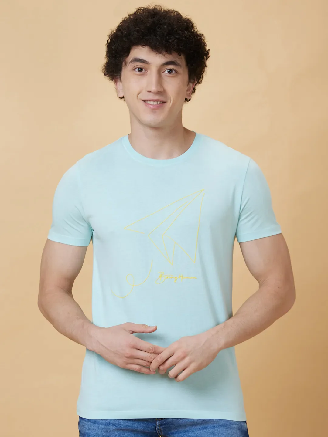 Light Blue Regular Fit Men's Short Sleeves T-Shirt by Being Human Clothing - Image 6