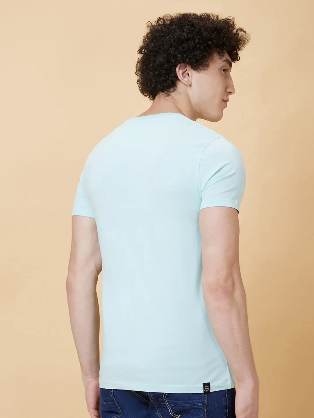 Light Blue Regular Fit Men's Short Sleeves T-Shirt by Being Human Clothing - Image 2