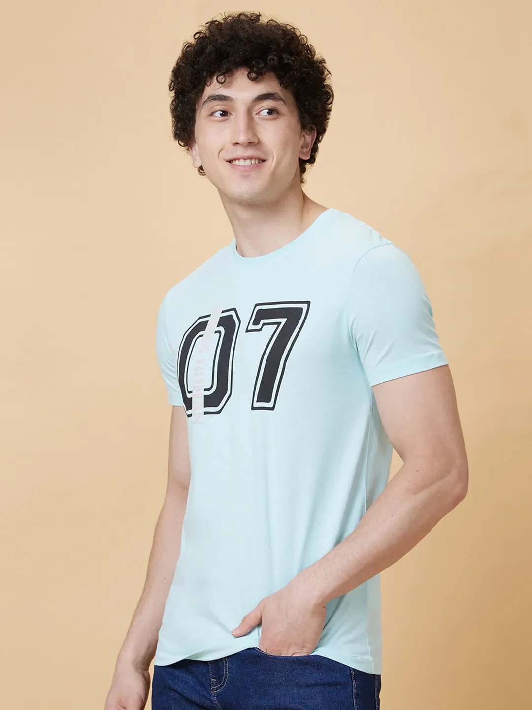 Light Blue Regular Fit Men's Short Sleeves T-Shirt by Being Human Clothing - Image 3
