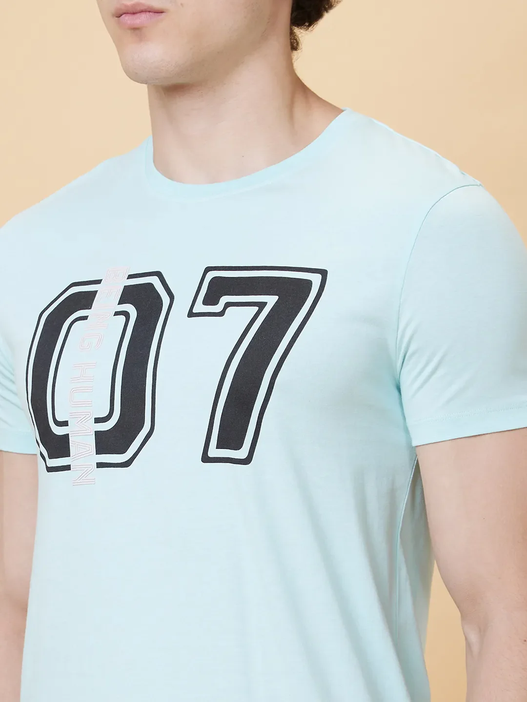 Light Blue Regular Fit Men's Short Sleeves T-Shirt by Being Human Clothing - Image 4