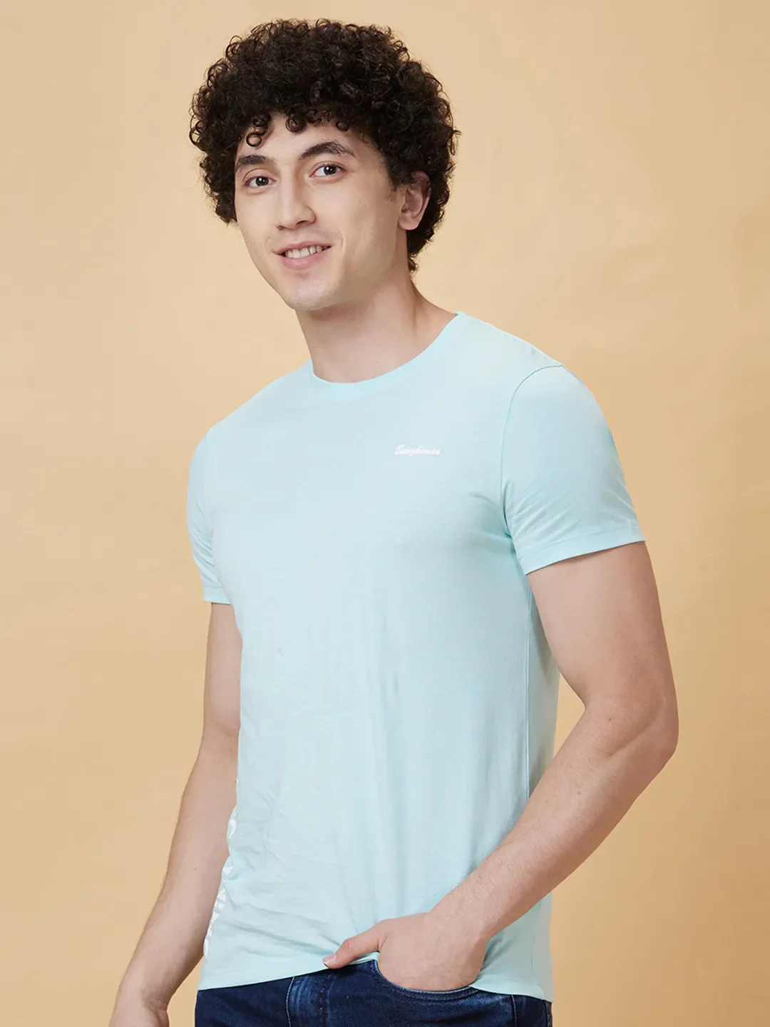 Light Blue Regular Fit Men's Short Sleeves T-Shirt by Being Human Clothing - Image 3