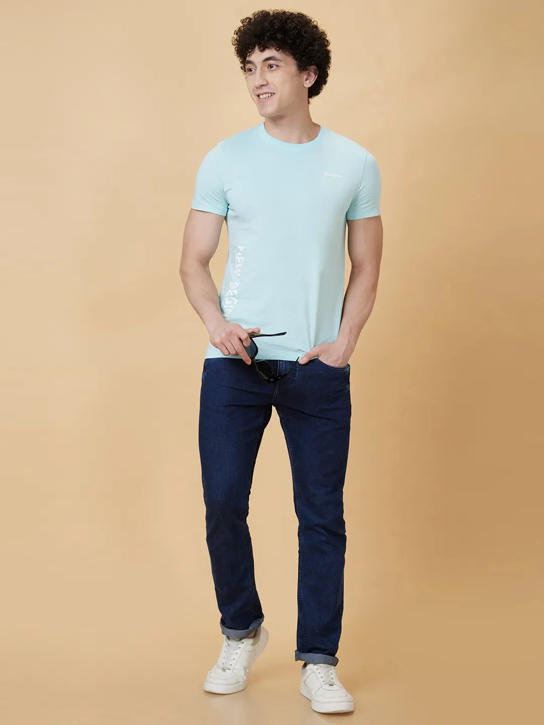 Light Blue Regular Fit Men's Short Sleeves T-Shirt by Being Human Clothing - Image 5