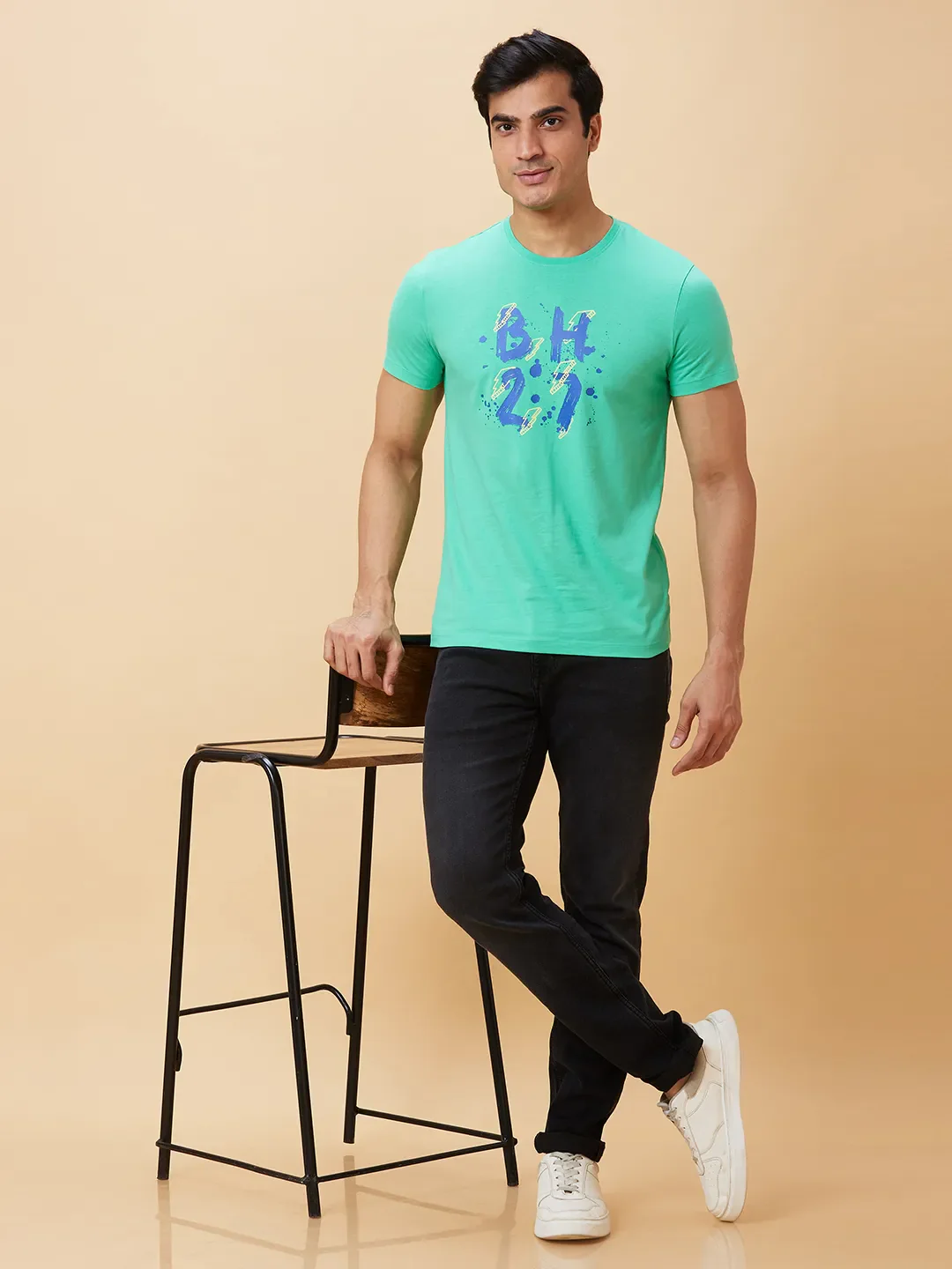 Green Regular Fit Men's Short Sleeves T-Shirt by Being Human Clothing - Image 5