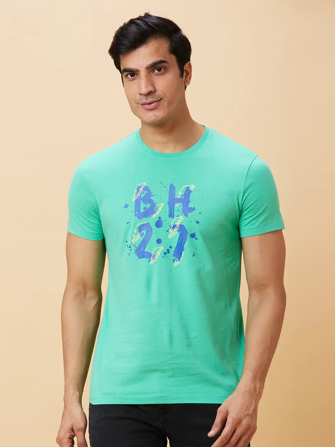 Green Regular Fit Men's Short Sleeves T-Shirt by Being Human Clothing - Image 6