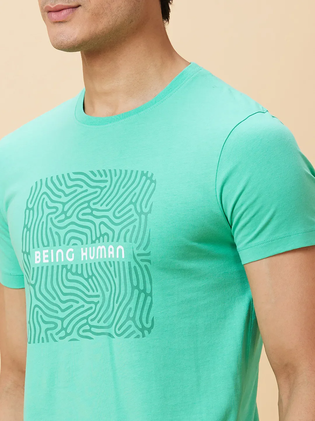 Green Regular Fit Men's Short Sleeves T-Shirt by Being Human Clothing - Image 4