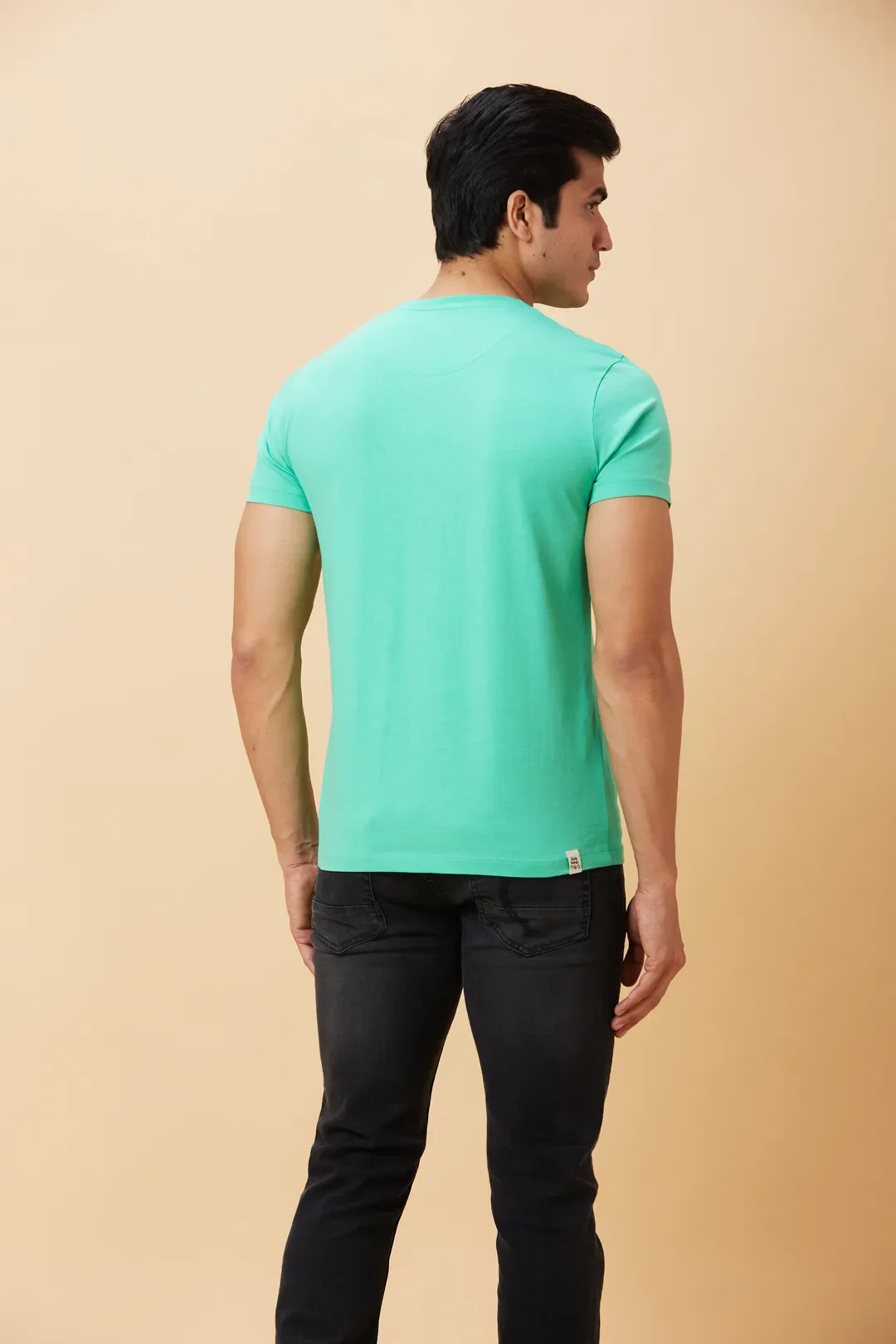 Jade Green Regular Fit Round Neck Men's T-Shirt by Being Human Clothing - Image 2