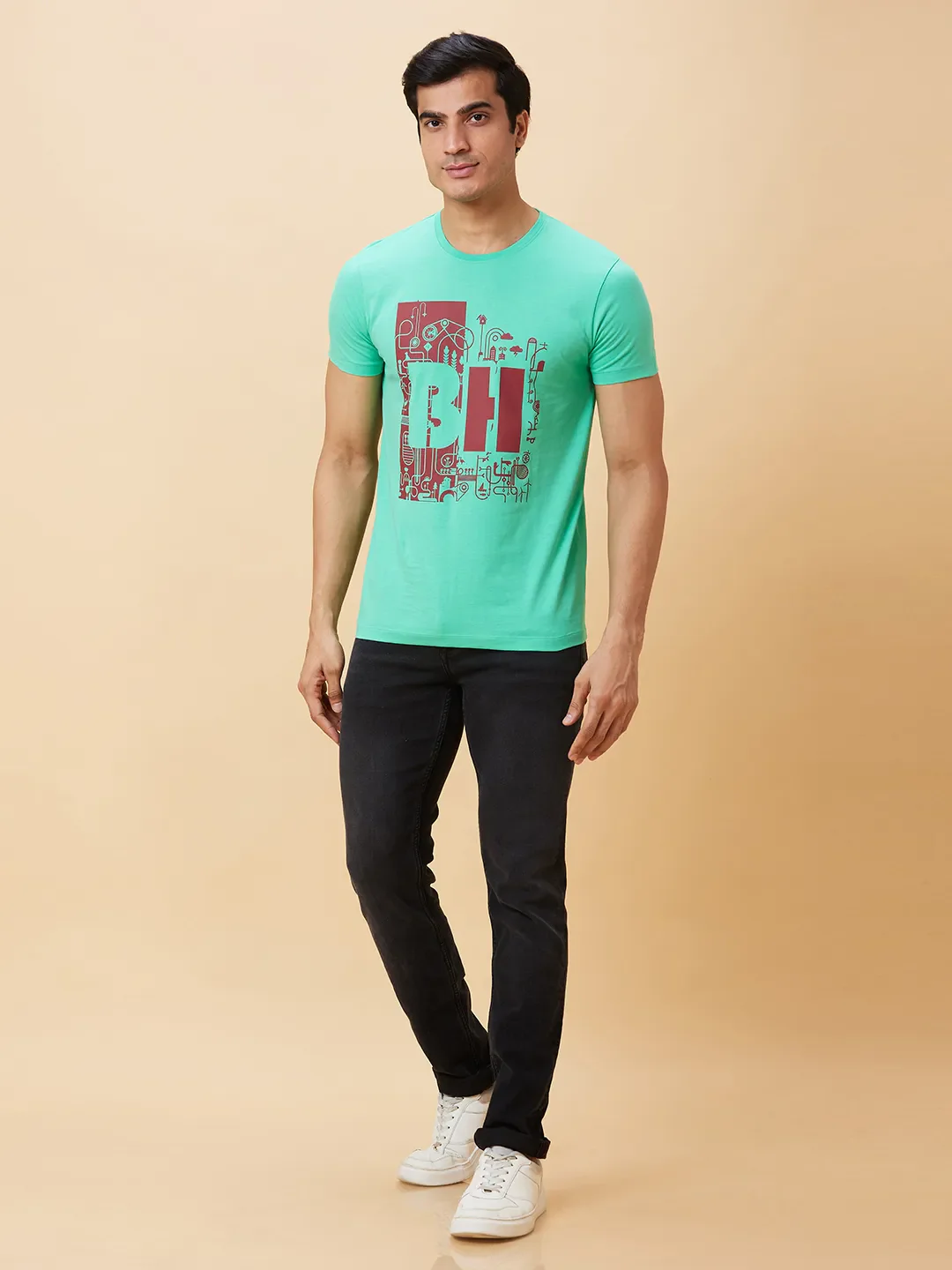 Green Regular Fit Men's Short Sleeves T-Shirt by Being Human Clothing