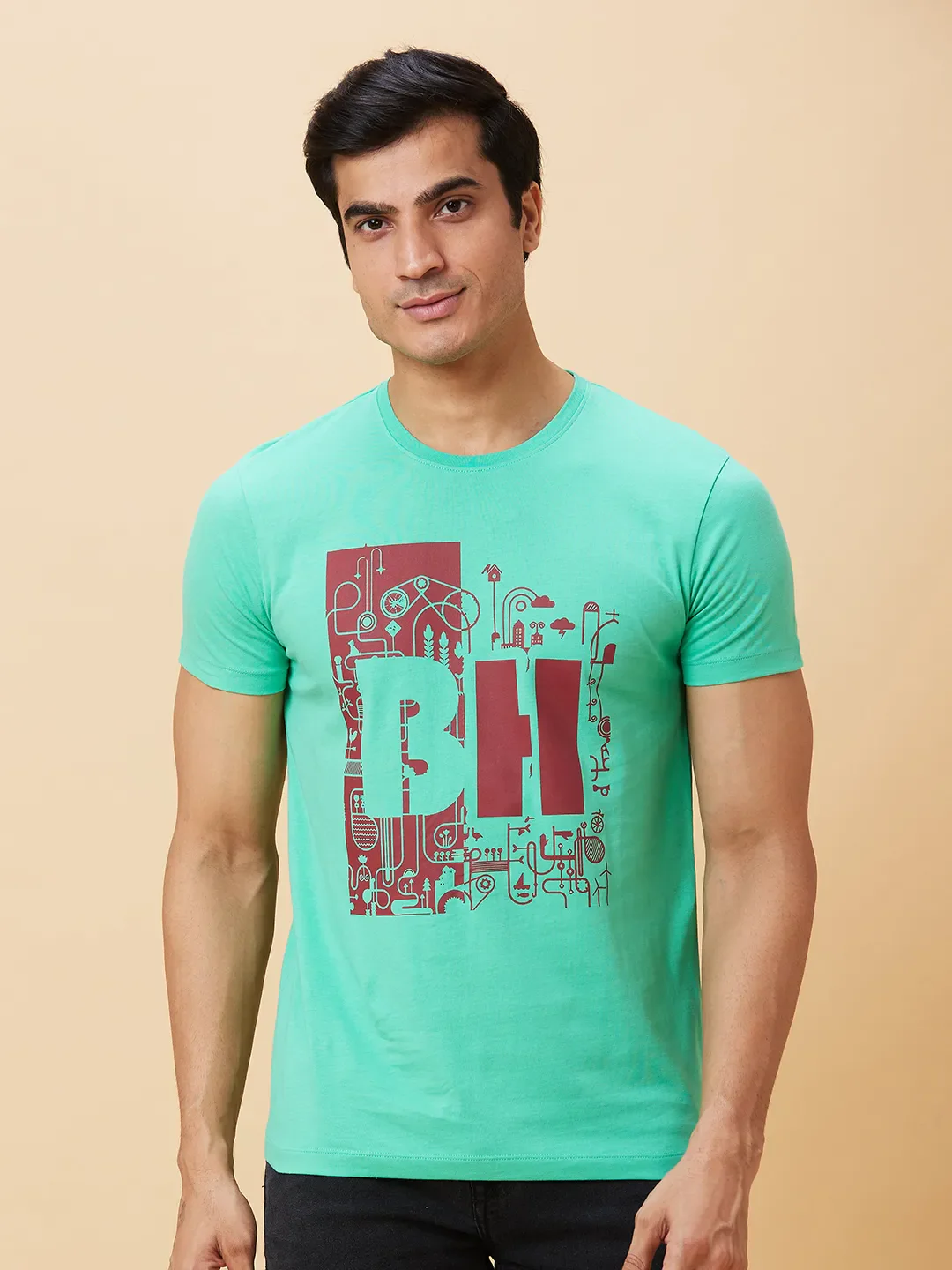 Green Regular Fit Men's Short Sleeves T-Shirt by Being Human Clothing - Image 6