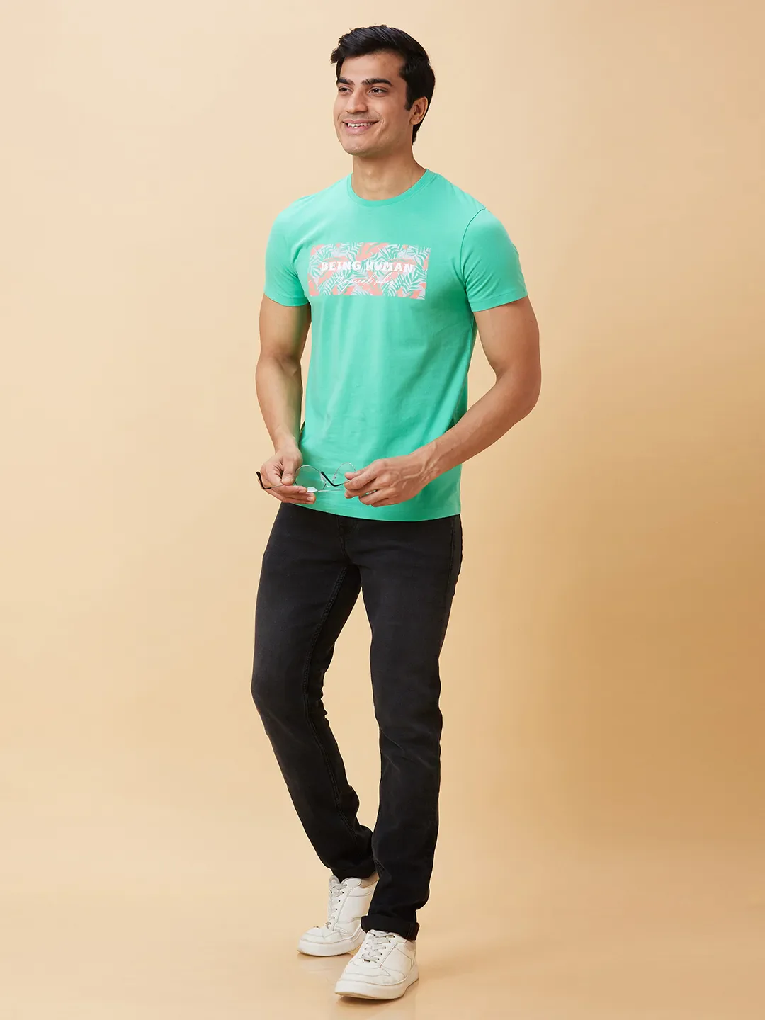 Green Regular Fit Men's Short Sleeves T-Shirt by Being Human Clothing - Image 5