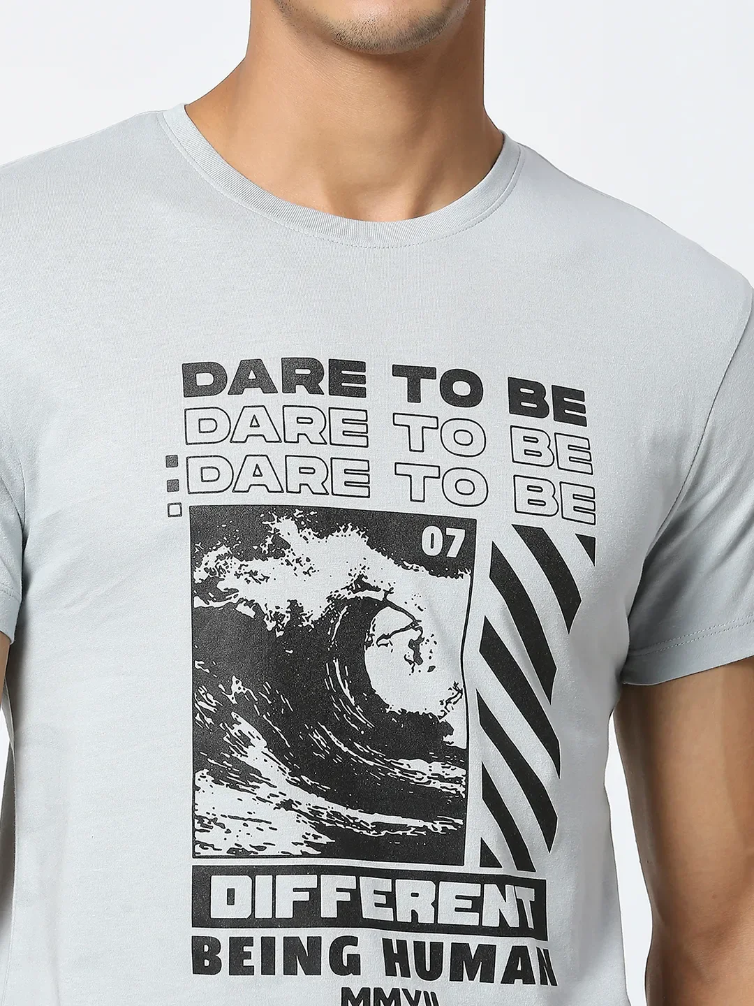 Grey Regular Fit Men's Short Sleeves T-Shirt by Being Human Clothing - Image 5
