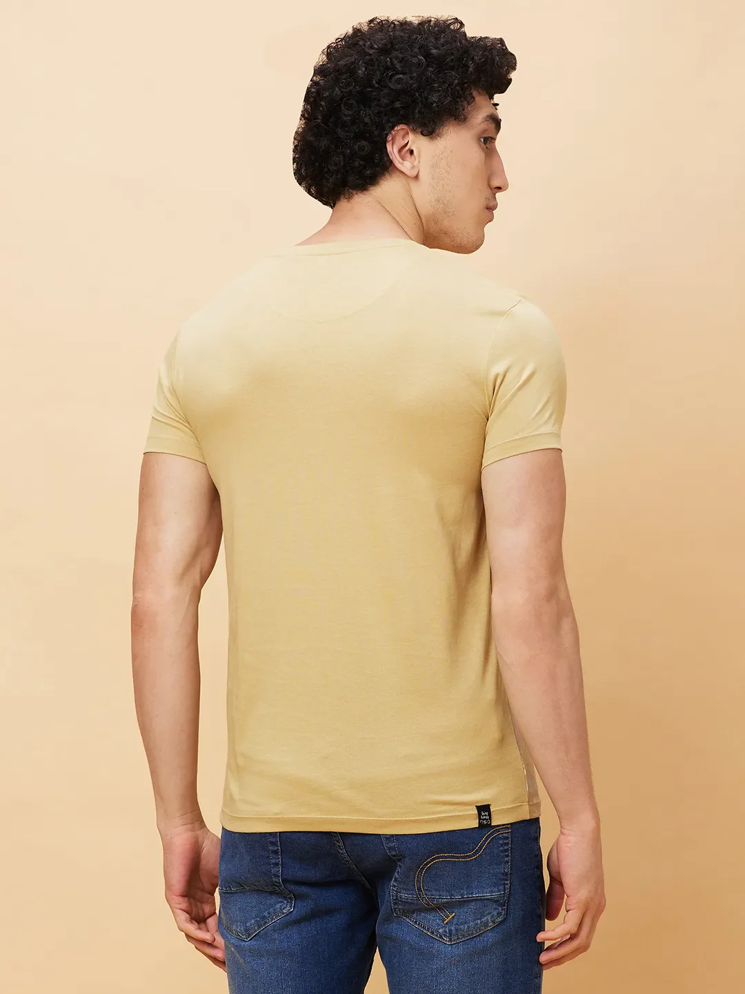 Khaki Regular Fit Men's Short Sleeves T-Shirt by Being Human Clothing - Image 3