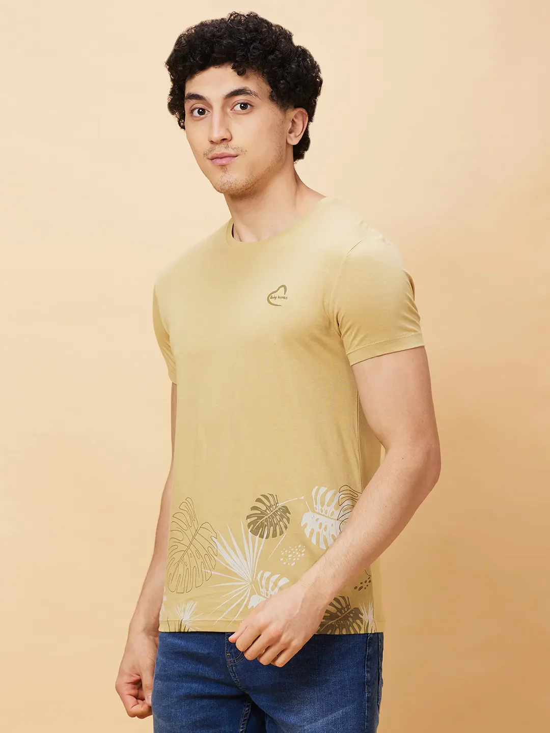 Khaki Regular Fit Men's Short Sleeves T-Shirt by Being Human Clothing - Image 4