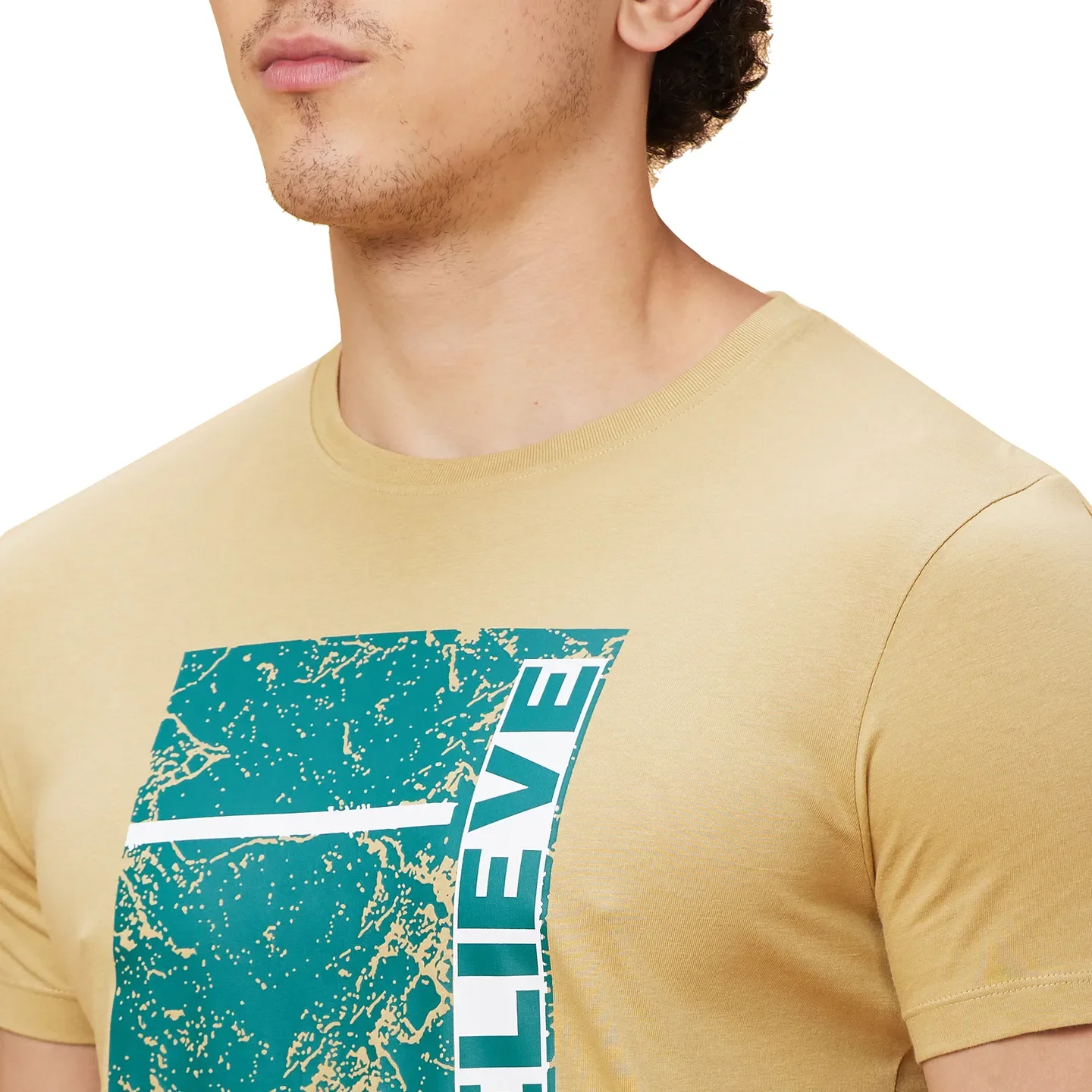 Khaki Regular Fit Men's Short Sleeves T-Shirt by Being Human Clothing - Image 2