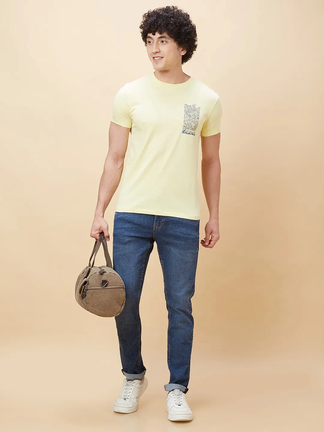 Yellow Regular Fit Men's Short Sleeves T-Shirt by Being Human Clothing - Image 6
