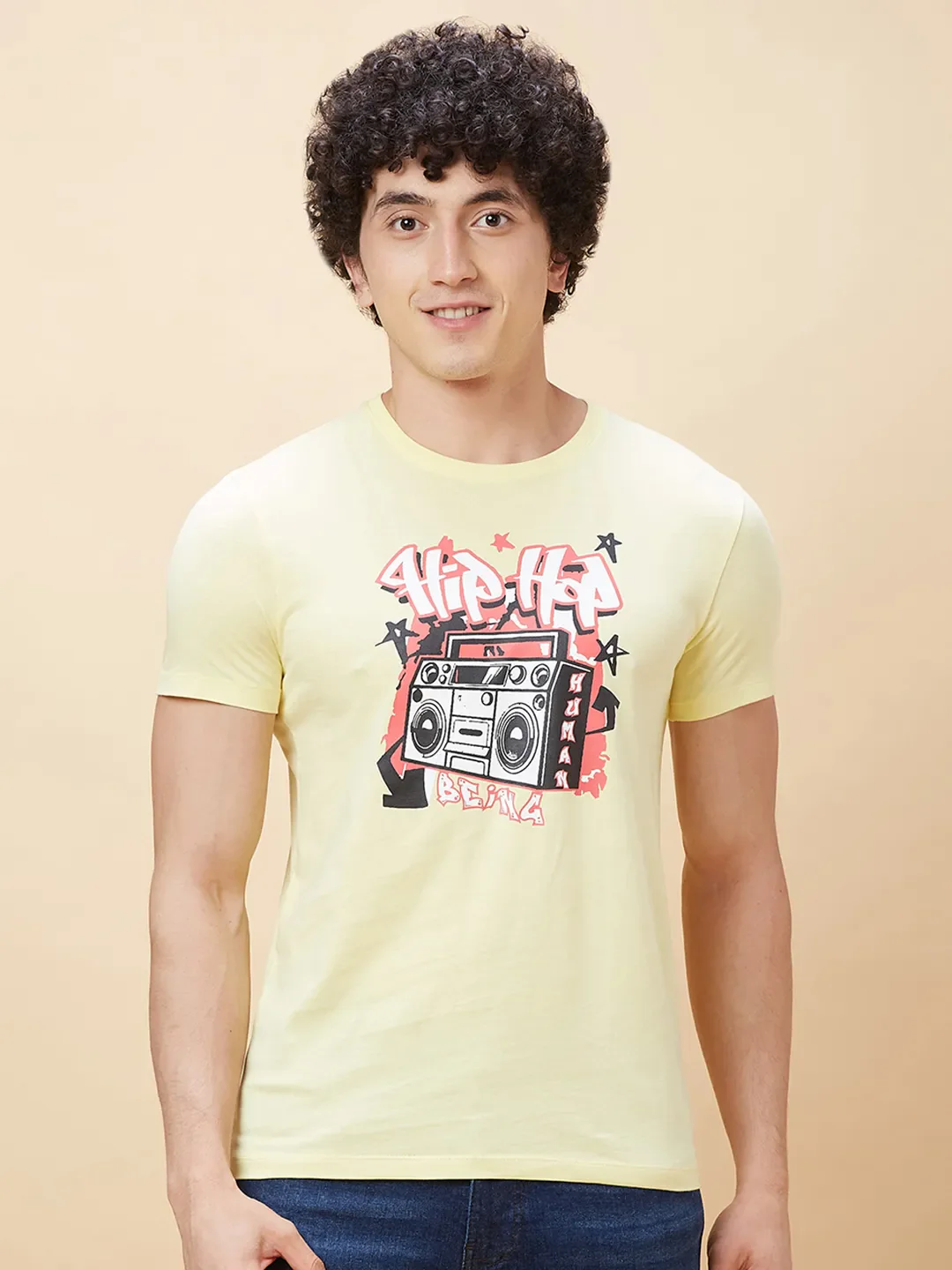 Yellow Regular Fit Men's Short Sleeves T-Shirt by Being Human Clothing