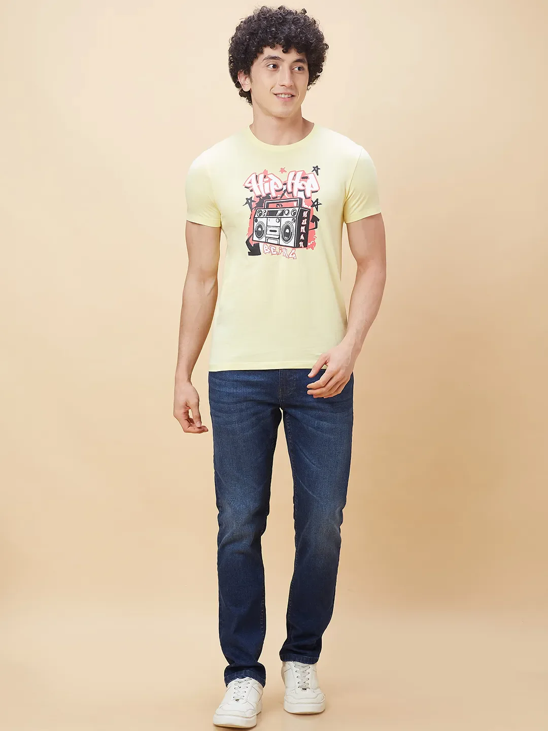Yellow Regular Fit Men's Short Sleeves T-Shirt by Being Human Clothing - Image 2