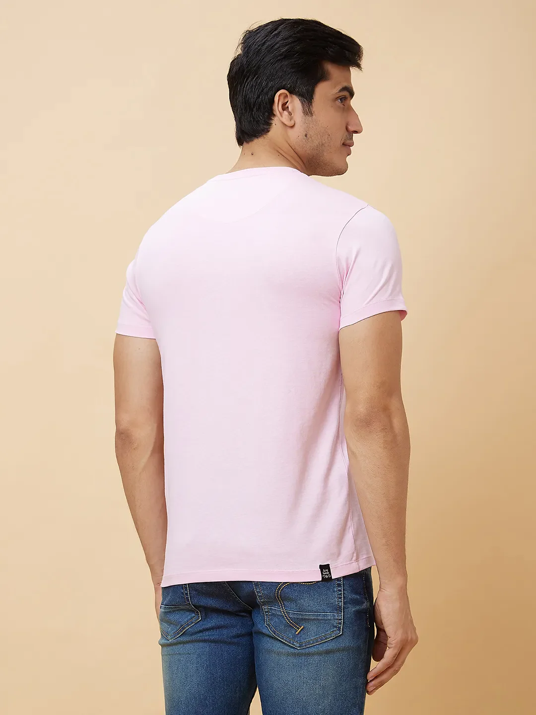 Pink Regular Fit Men's Short Sleeves T-Shirt by Being Human Clothing - Image 4