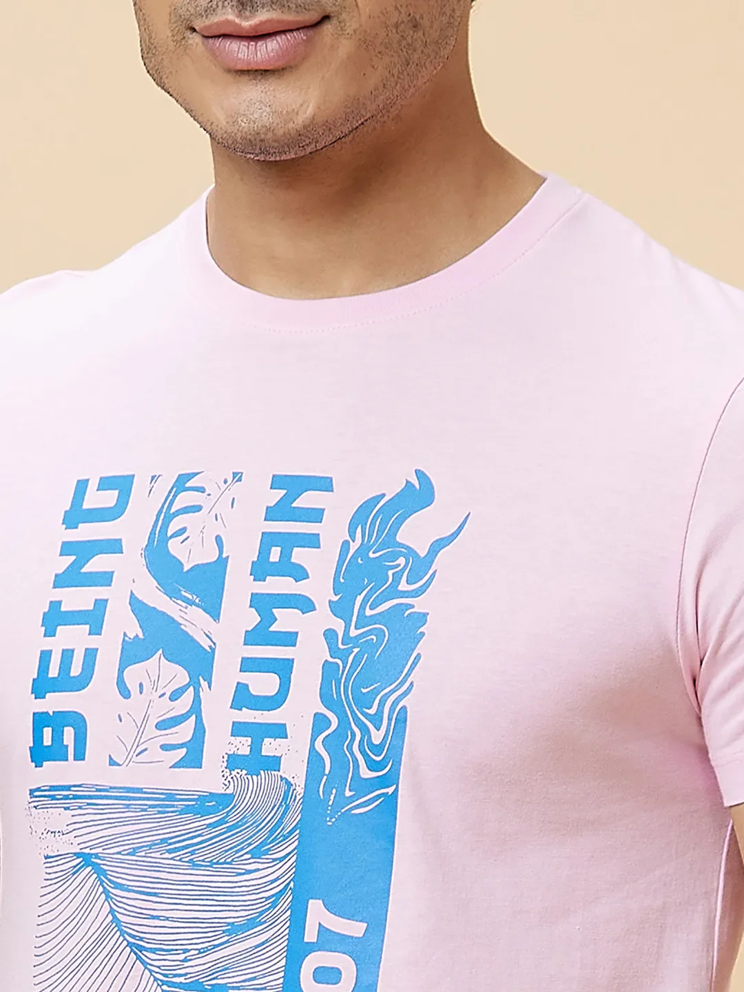 Pink Regular Fit Men's Short Sleeves T-Shirt by Being Human Clothing - Image 5