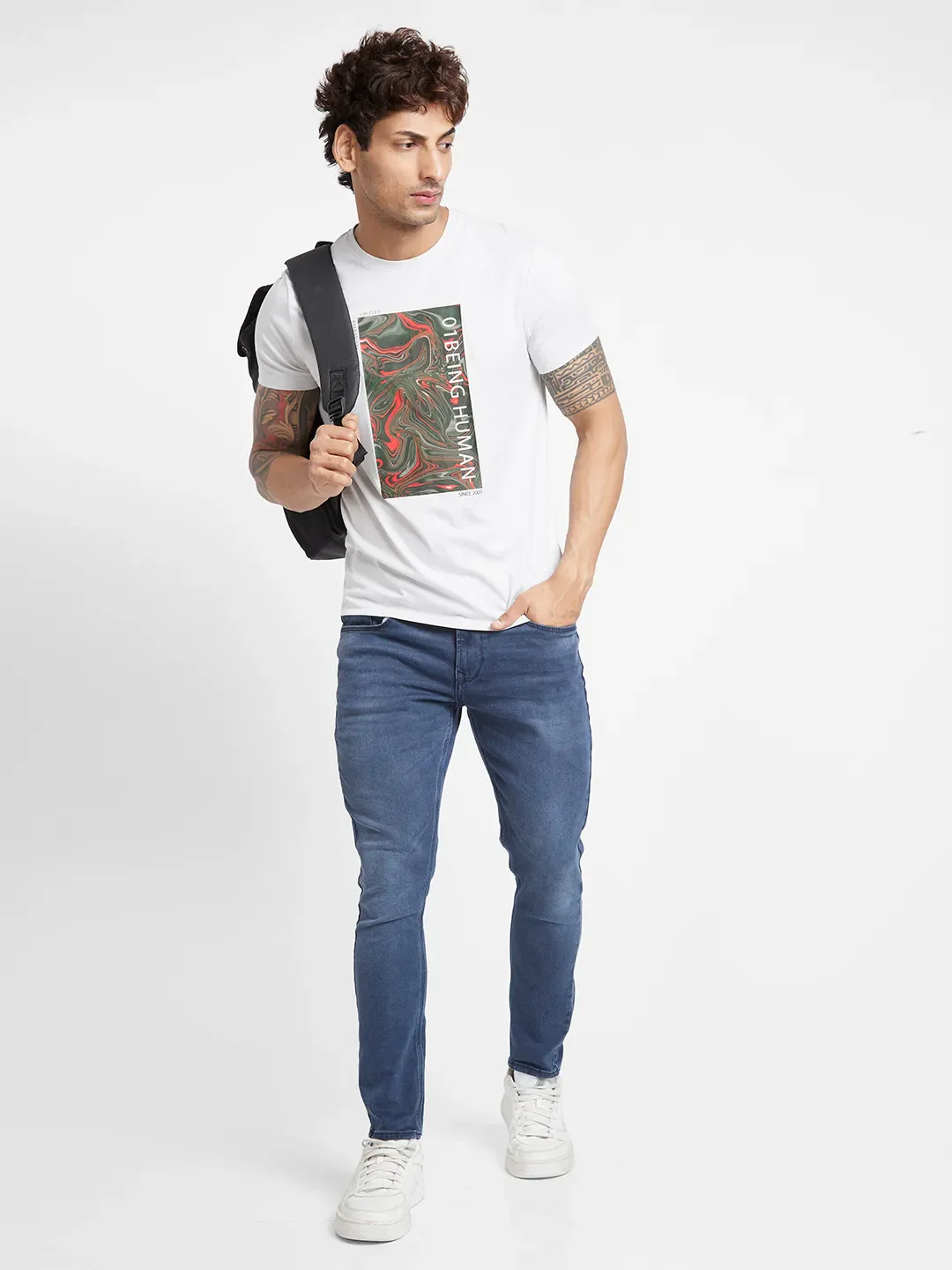 White Regular Fit Men's Short Sleeves T-Shirt by Being Human Clothing - Image 6