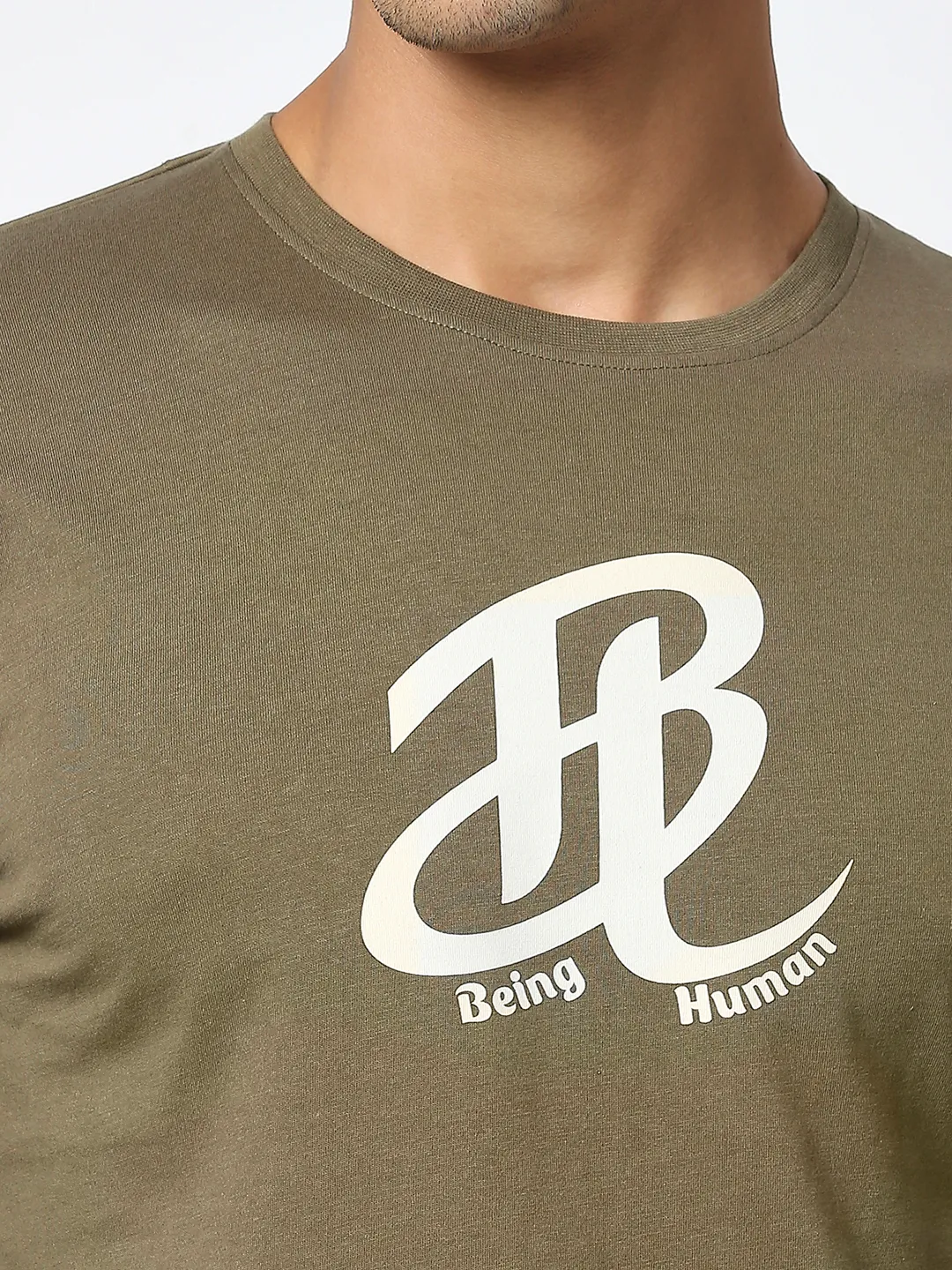 Green Regular Fit Men's Long Sleeves T-Shirt by Being Human Clothing - Image 2