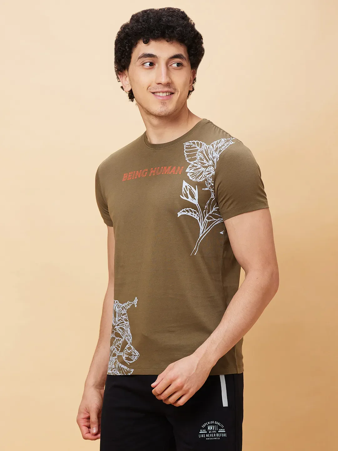 Green Regular Fit Men's Short Sleeves T-Shirt by Being Human Clothing - Image 4