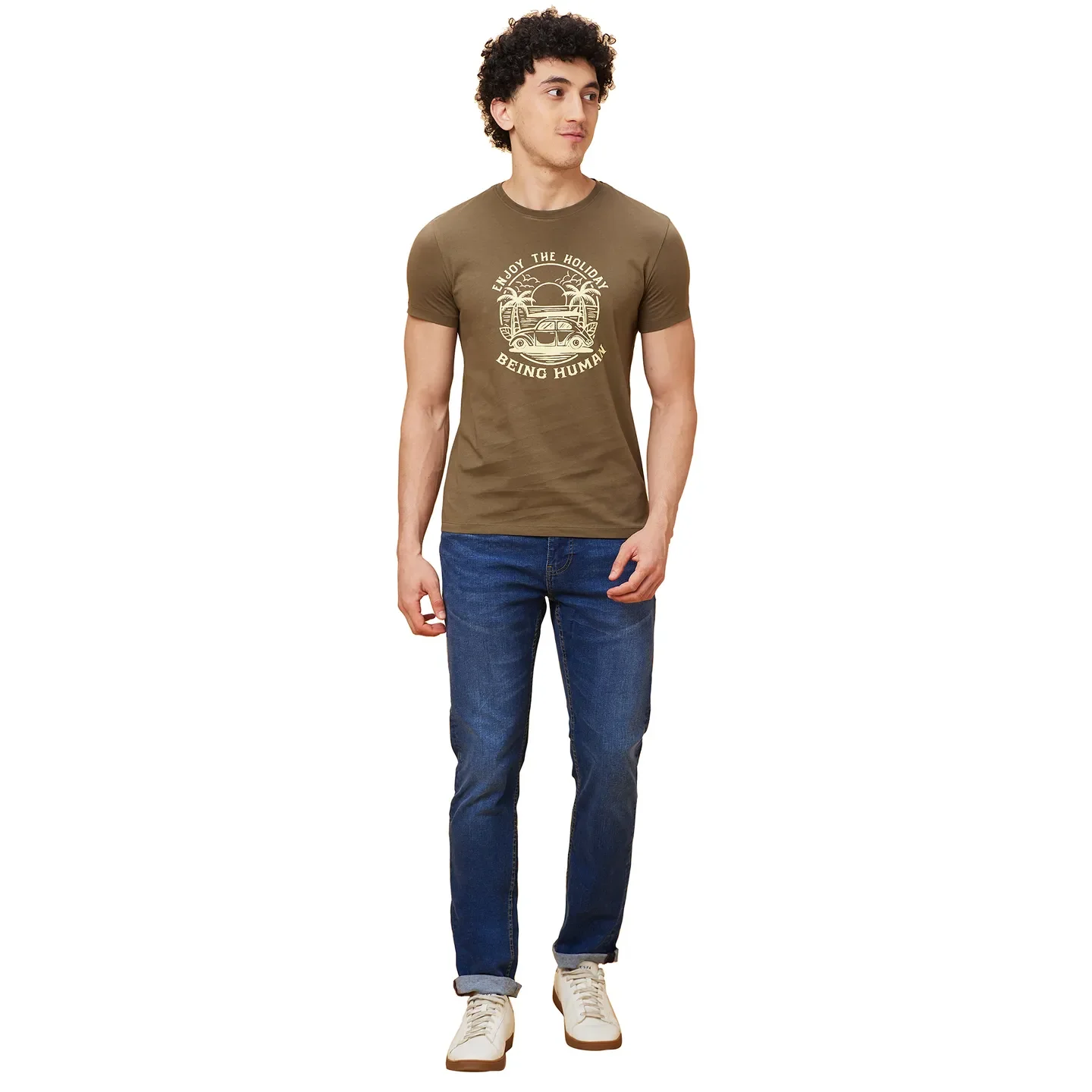 Green Regular Fit Men's Short Sleeves T-Shirt by Being Human Clothing - Image 5
