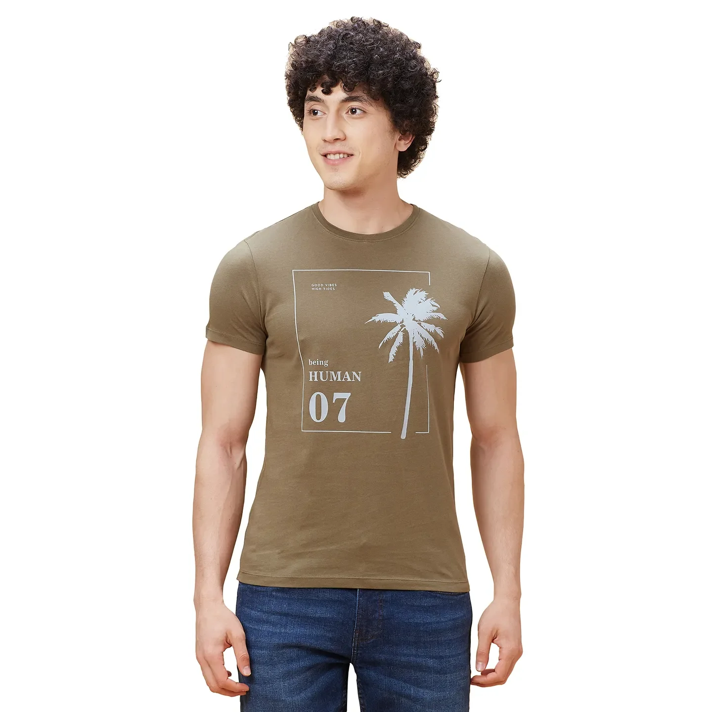 Green Regular Fit Men's Short Sleeves T-Shirt by Being Human Clothing - Image 6