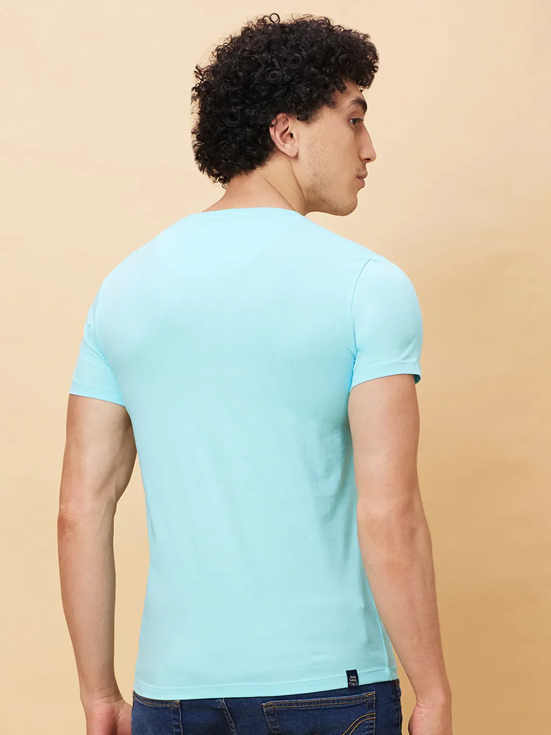 Light Blue Regular Fit Men's Short Sleeves T-Shirt by Being Human Clothing - Image 3