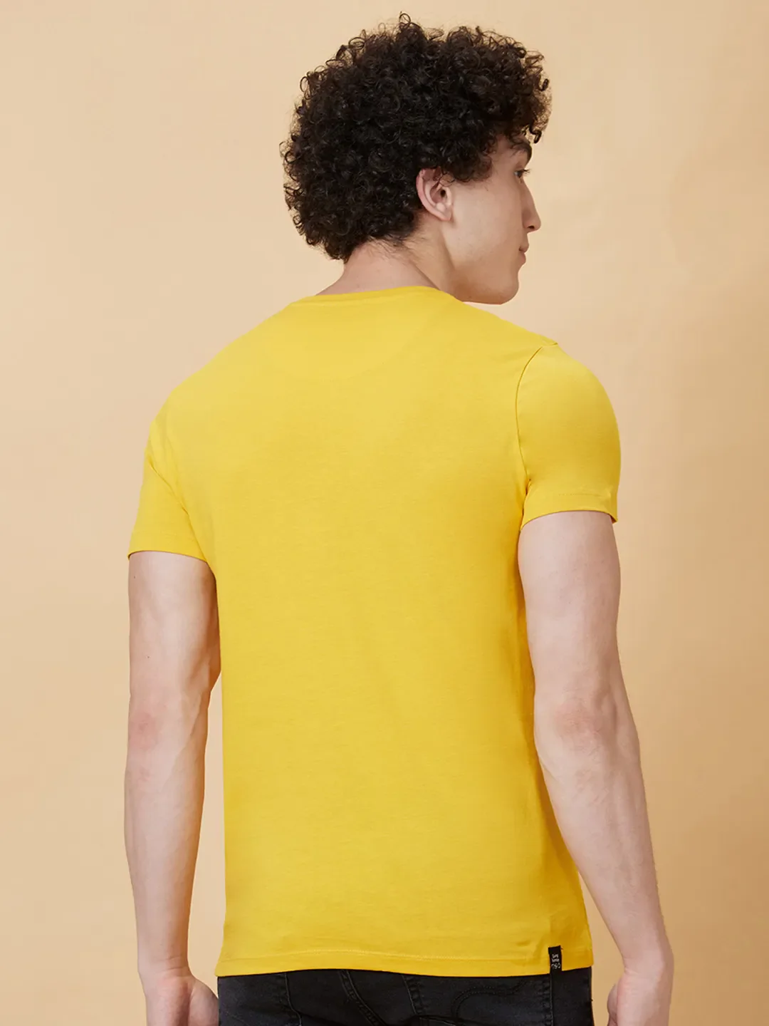Mustard Regular Fit Round Neck Men's T-Shirt by Being Human Clothing - Image 2