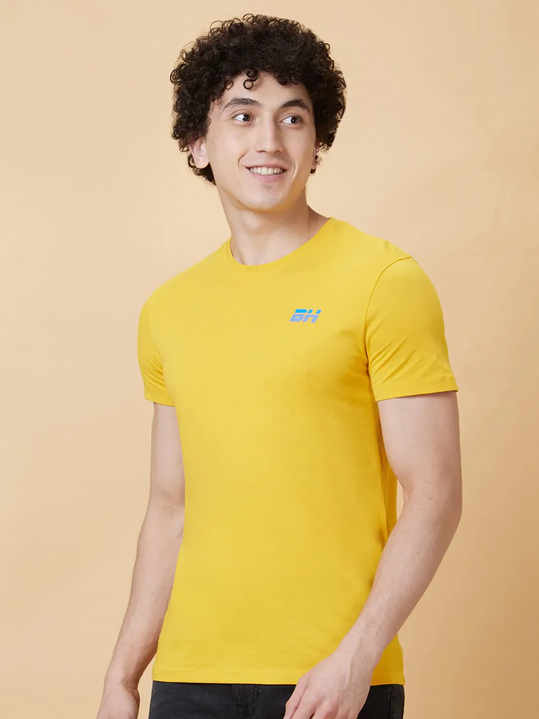 Mustard Regular Fit Round Neck Men's T-Shirt by Being Human Clothing - Image 3