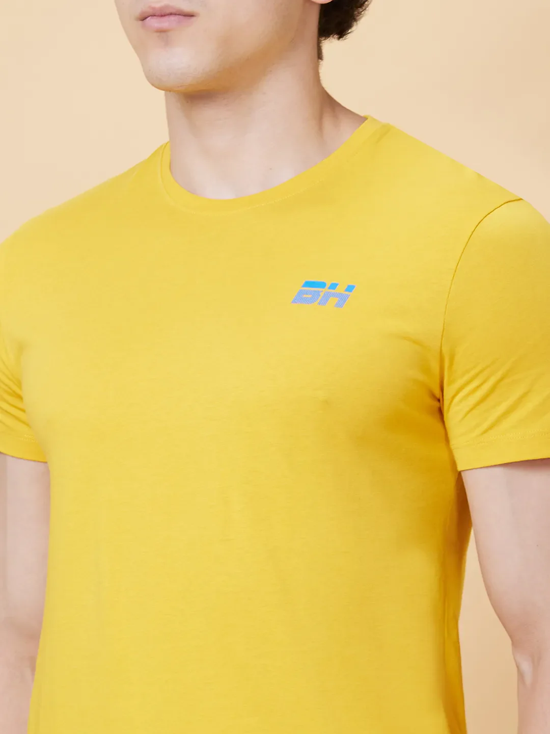 Mustard Regular Fit Round Neck Men's T-Shirt by Being Human Clothing - Image 4