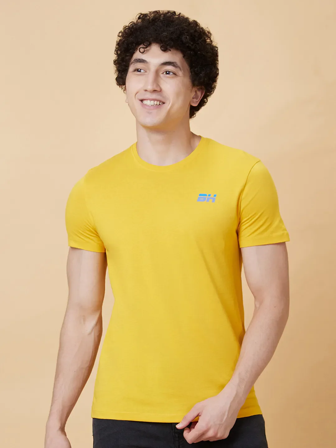 Mustard Regular Fit Round Neck Men's T-Shirt by Being Human Clothing - Image 6