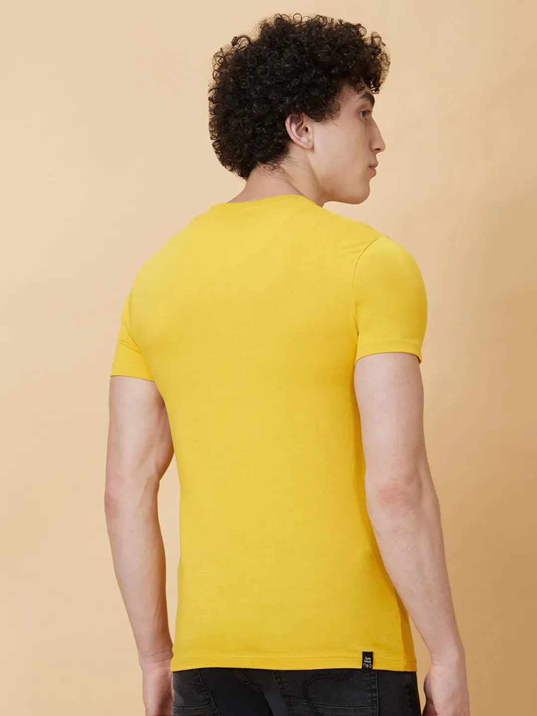 Yellow Regular Fit Men's Short Sleeves T-Shirt by Being Human Clothing - Image 2