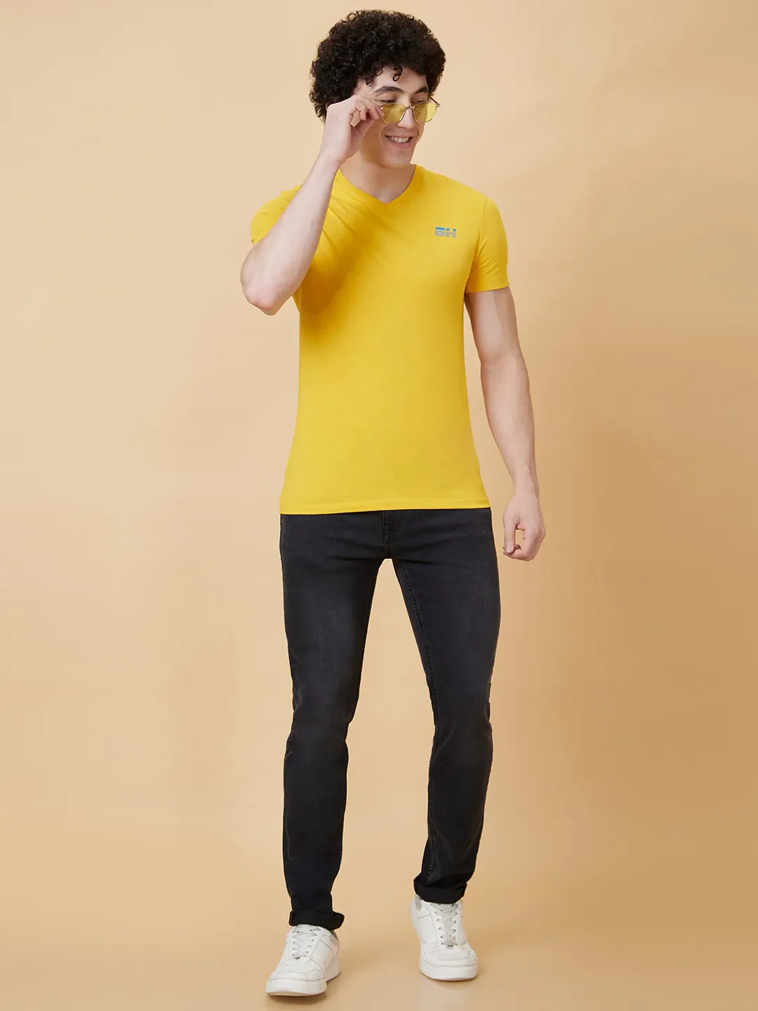 Yellow Regular Fit Men's Short Sleeves T-Shirt by Being Human Clothing - Image 5