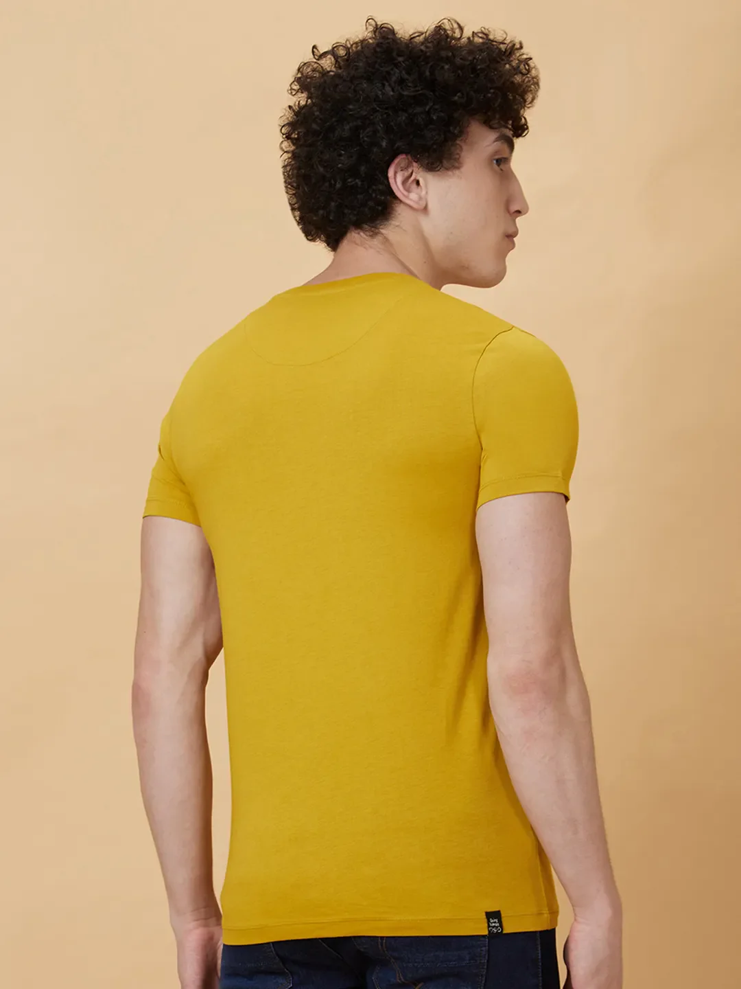 Yellow Regular Fit Men's Short Sleeves T-Shirt by Being Human Clothing - Image 2
