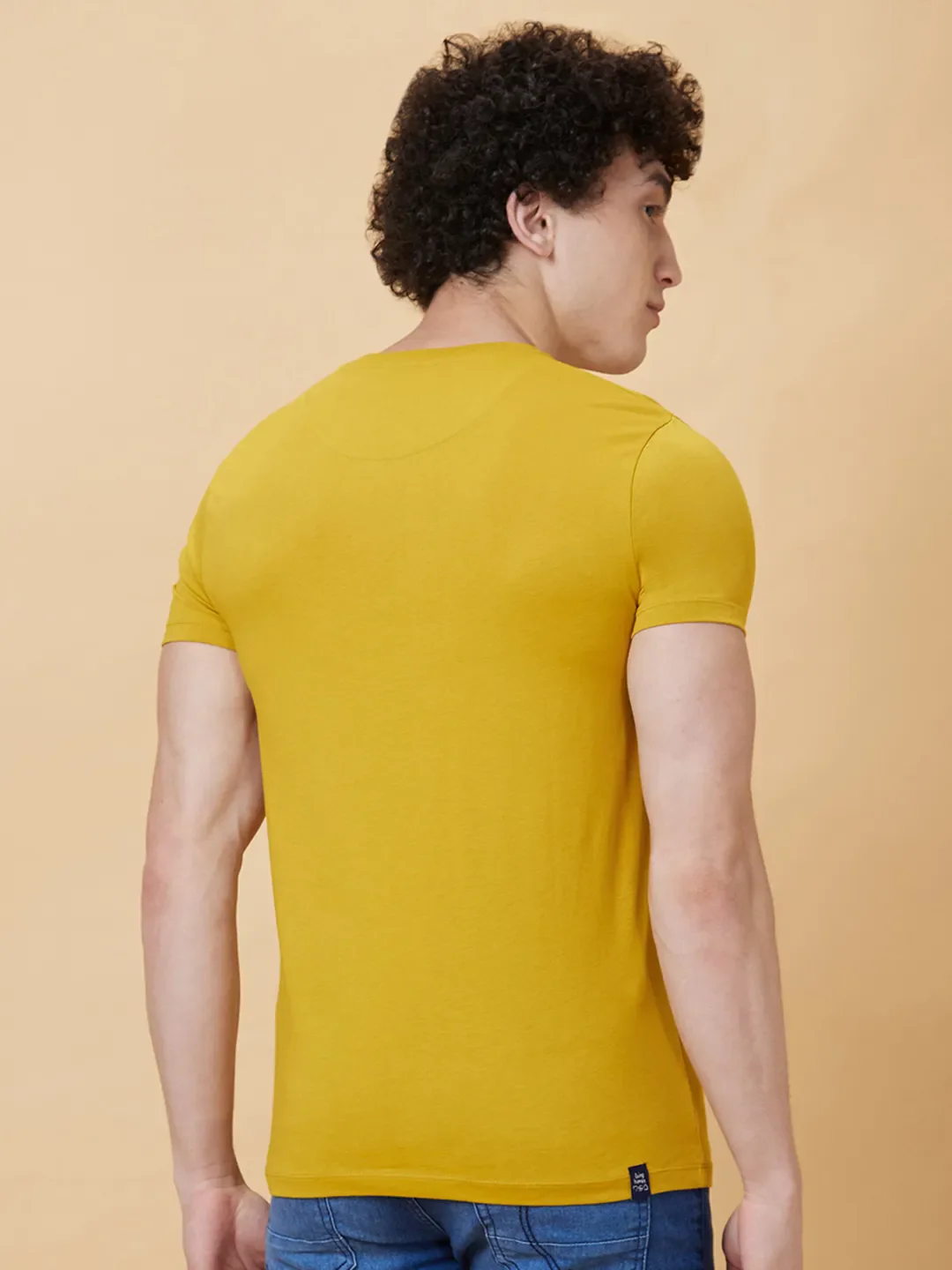 Yellow Regular Fit Men's Short Sleeves T-Shirt by Being Human Clothing - Image 2